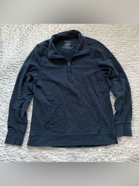 L.L.Bean Navy Quarter Zip Pullover Size M | Cozy Kangaroo Pocket Sweatshirt